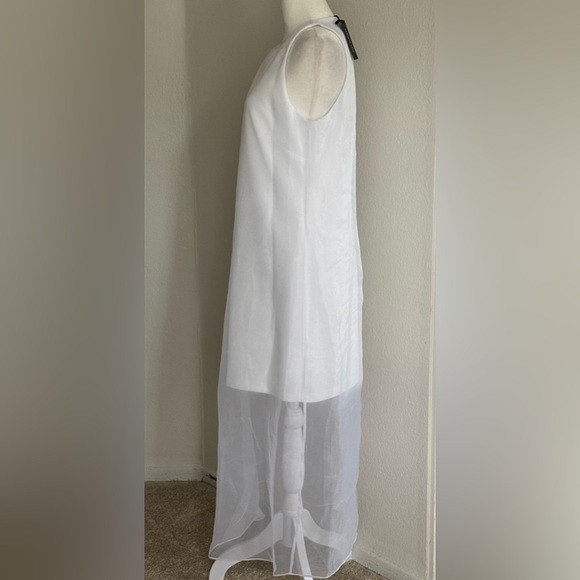 Kenneth Cole Women's Sheer-Overlay White Midi Dress - Picture 7 of 10